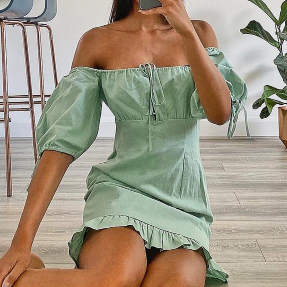 Sage Green Boohoo Dress